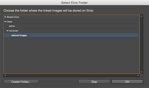 The Select Elvis Folder dialog