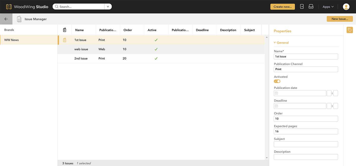The Issue Manager in Studio