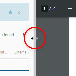 The pointer icon when hovering the mouse pointer over the divider