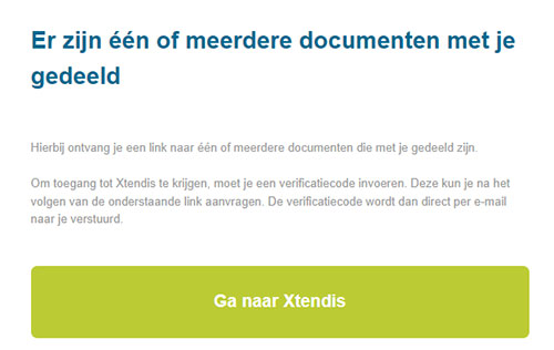 De e-mail die wordt verzonden bij het delen van een document via e-mail