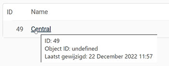 De tooltip van een archief met aanvullende informatie