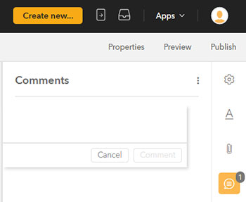 An empty comment in the Comments panel