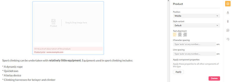 An empty product component