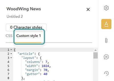 Custom styles appear as tabs in the Look and Feel panel