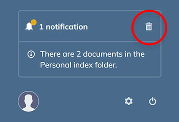 When overing over a notification, a trash can icon appears