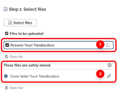 The upload progress.