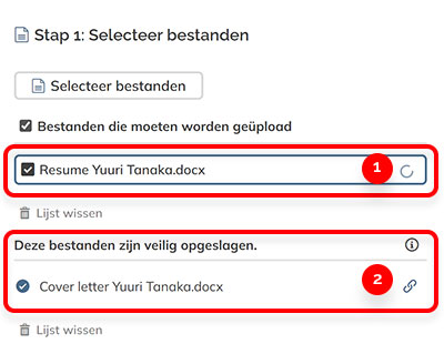 De voortgang van het uploaden.