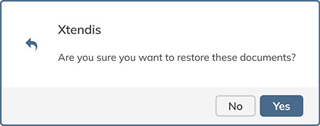 The message to confirm that a document needs to be restored from the trash can
