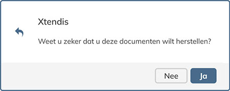 De melding om te bevestigen dat een document uit de prullenbak moet worden hersteld