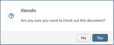 The confirmation message when checking out a document