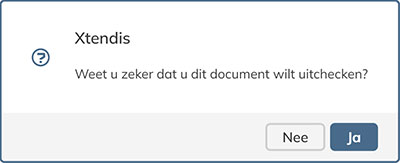 Het bevestigingsbericht bij het uitchecken van een document