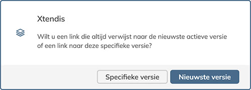 De melding waarin wordt gevraagd welke versie van een document moet worden gekopieerd bij het kopiëren van een link naar het document