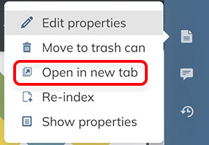 The option for opening a document in a new Web browser tab.