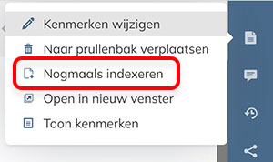De optie Opnieuw indexeren in het menu Document