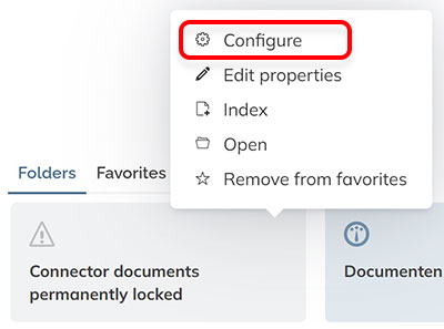 Configuring folder settings from the folder list