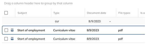An example of filtering columns