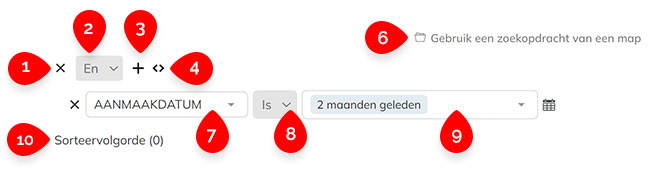De onderdelen van het geavanceerd zoeken