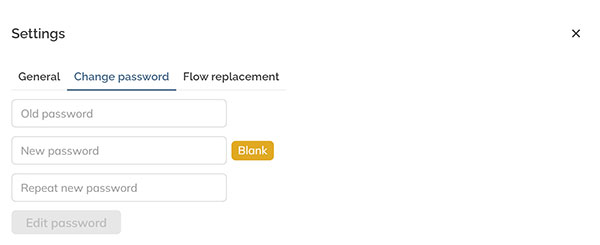 The Change password settings.