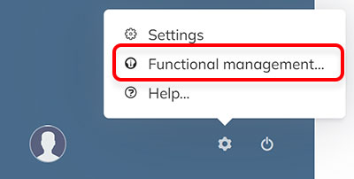 The Functional management option in the Settings menu