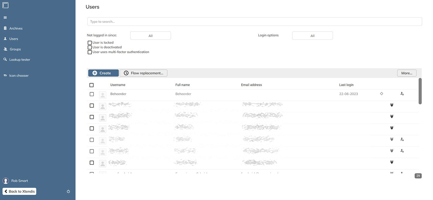 The Users page