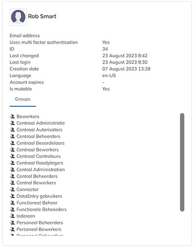 The side panel showing an overview of the user's settings