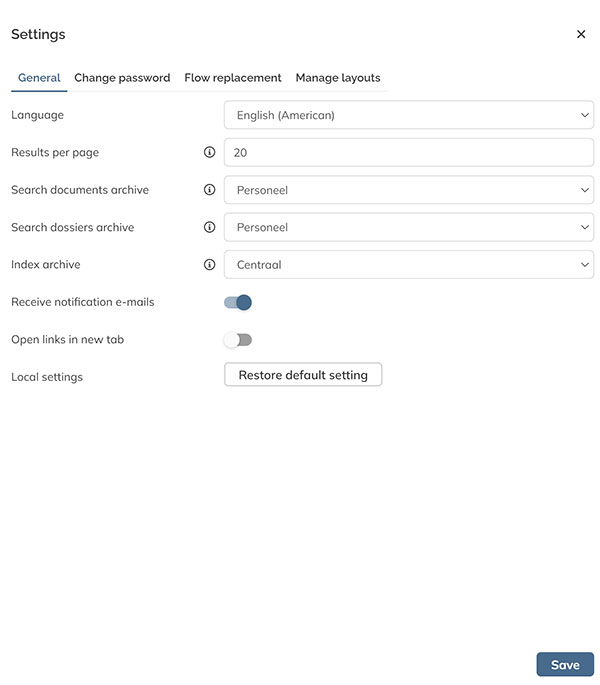 The General settings