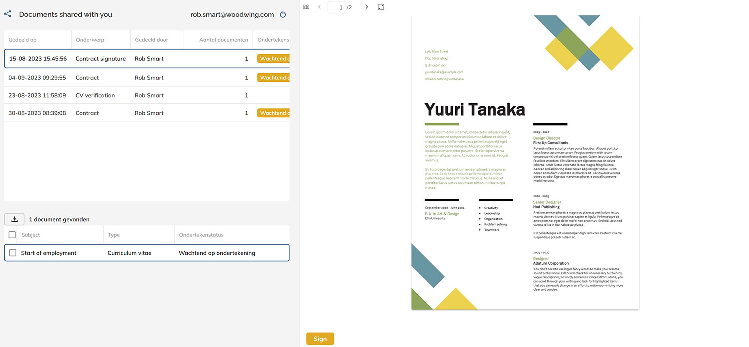 Documents that are shared with you can be viewed on the Shared documents page