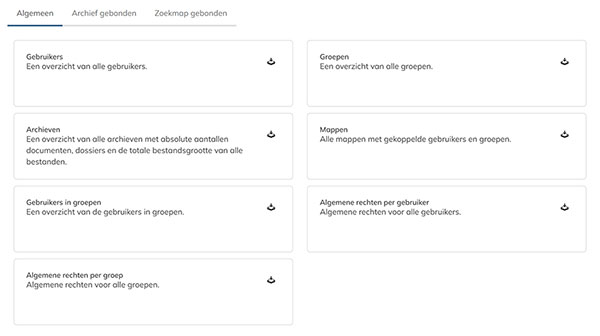 Het tabblad Algemeen op de Rapportage pagina