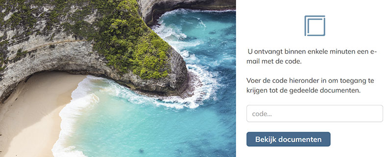 Invoeren van de ontvangen toegangscode