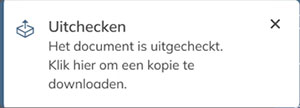 De notificatie waaruit blijkt dat de uitgecheckte versie klaar is om te worden gedownload