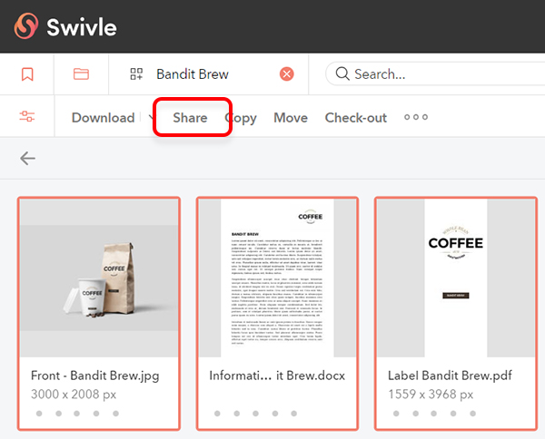 The Share option in the menu for sharing selected files