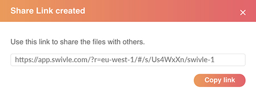 The message that the Shared link has been created