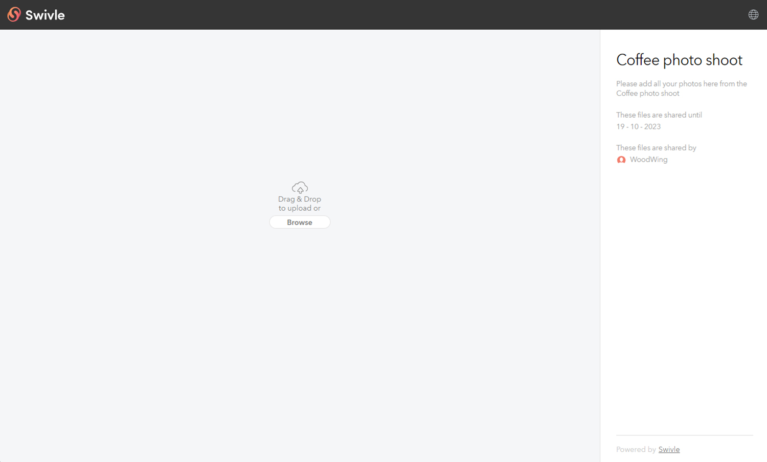 Requesting someone to upload files to Swivle can be done by sending them a Share Request
