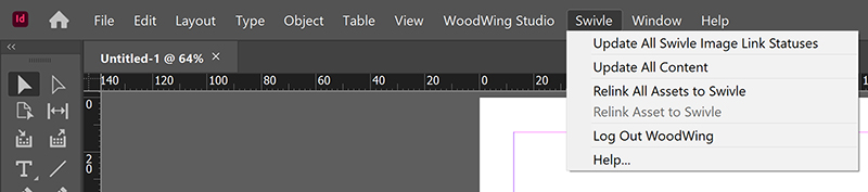 The Swivle for InDesign menu