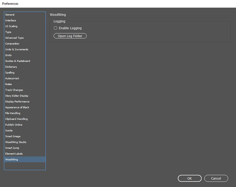 The WoodWing preferences in InDesign