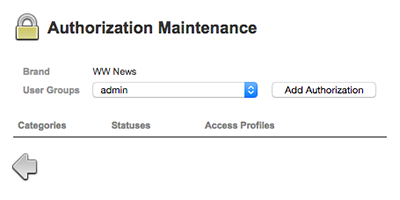 The Authorization Maintenance page