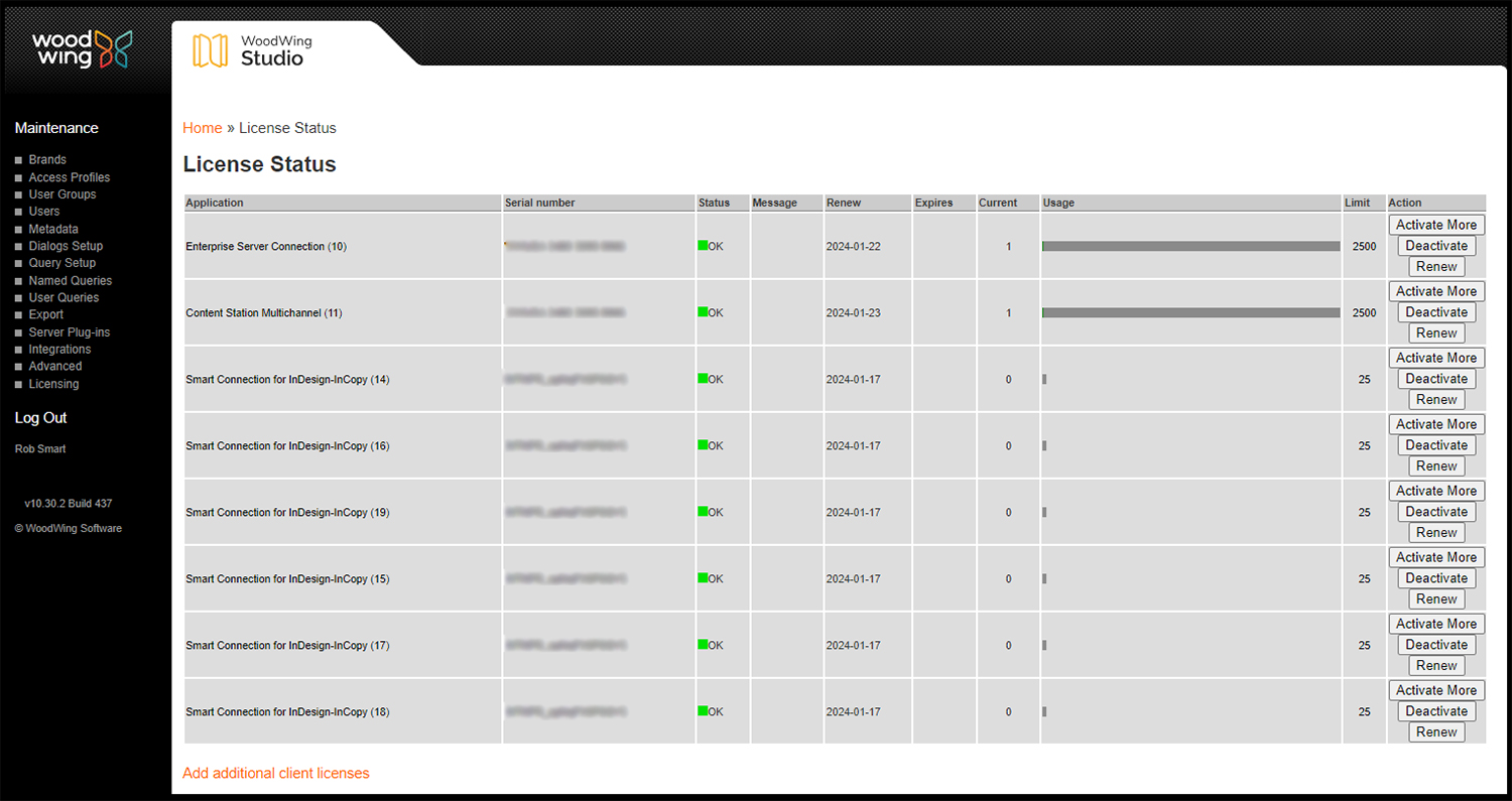 The License Status page