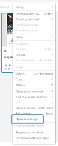 Opening a layout in InDesign
