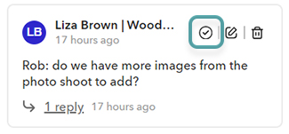 The icon for resolving a comment