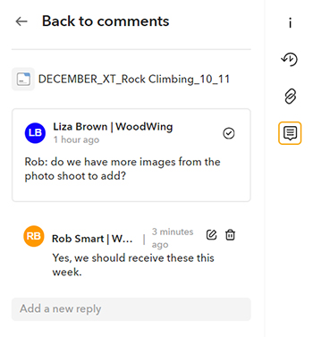Viewing the replies to a comment