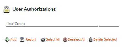 The User Authorizations screen