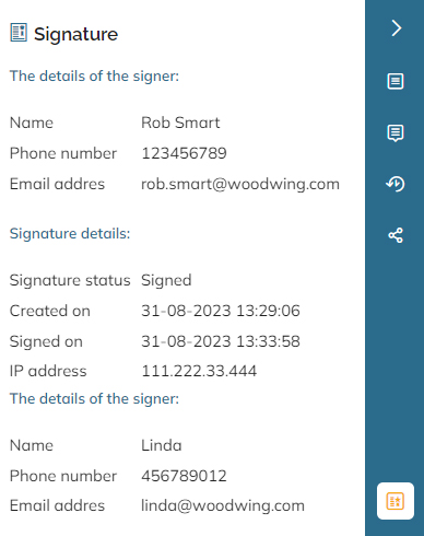 The Signature panel and its icon