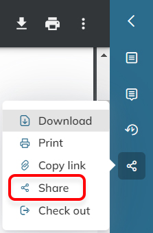 The Copy link option in the Share options menu of a document