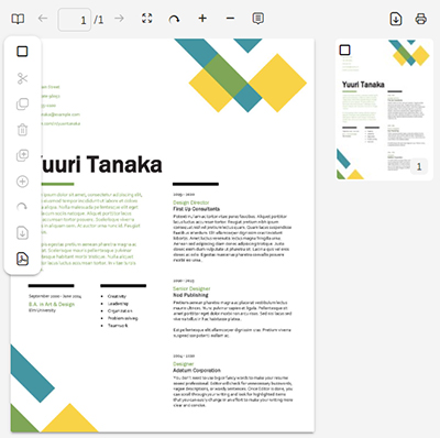 The preview of a document in TIF format