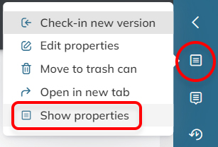 The Show properties option