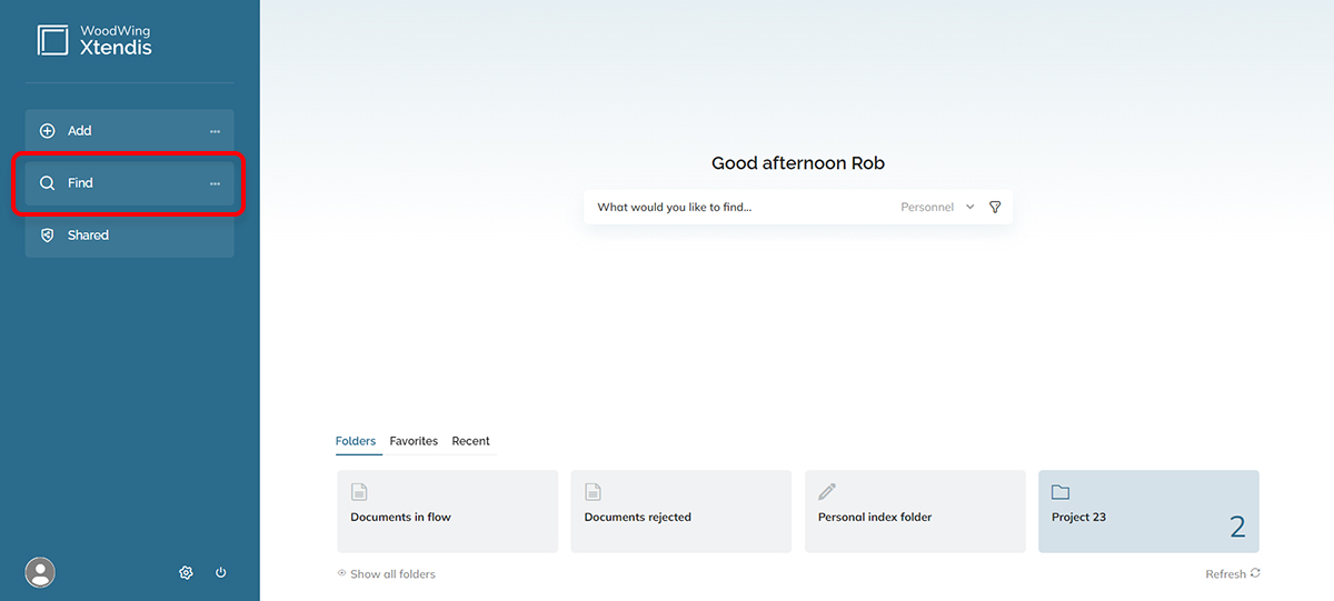 The Find button on the Dashboard.