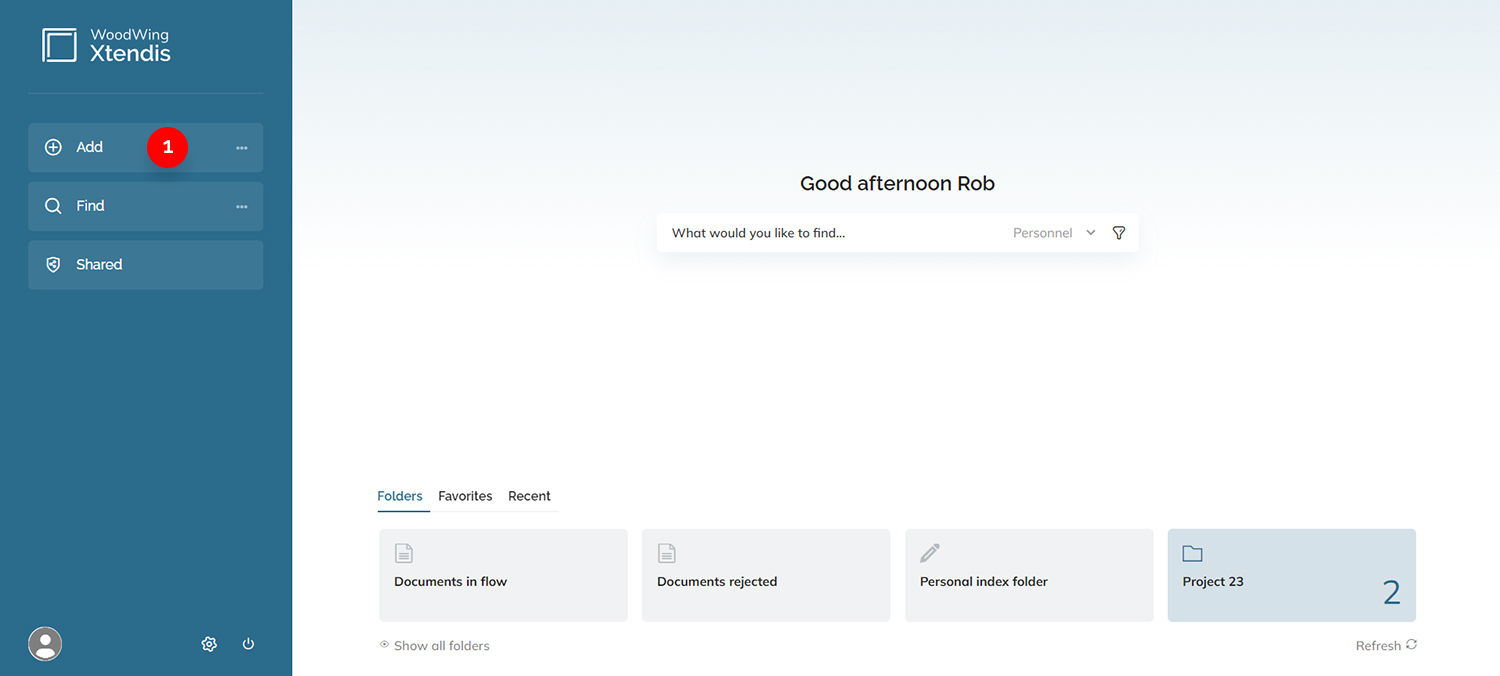 Step 1 of uploading a document