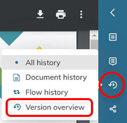 The Version overview option in the History panel menu