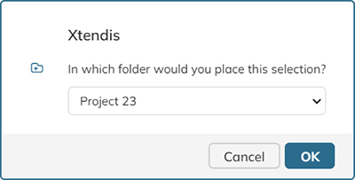 The diaog for choosing the folder to move documents to