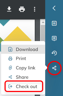 The Check Out option in the Share menu